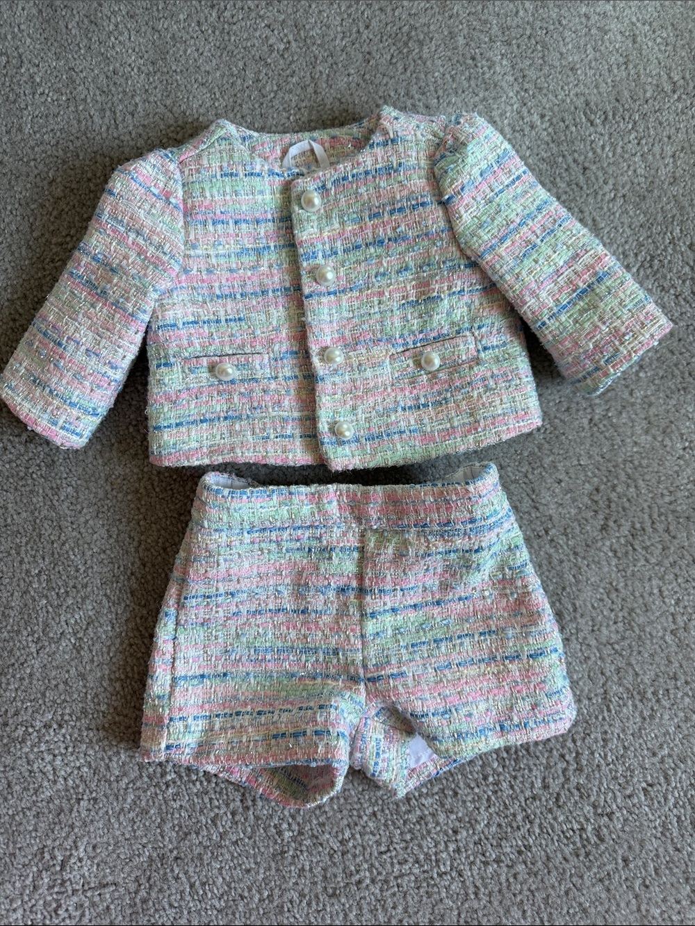 Janie and Jack Pastel Tweed Two-Piece Jacket & Shorts Set